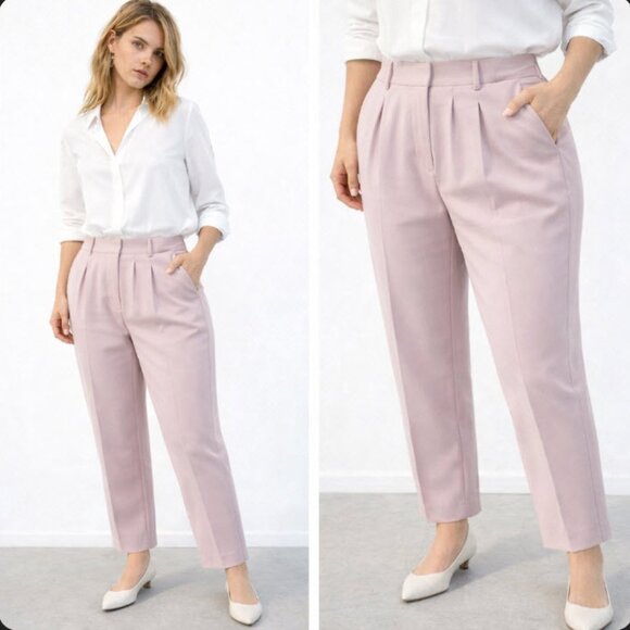 aritzia Pants - Wilfred Effortless Blush Pink Ankle Trousers High Rise Tailored Dress Pants 10